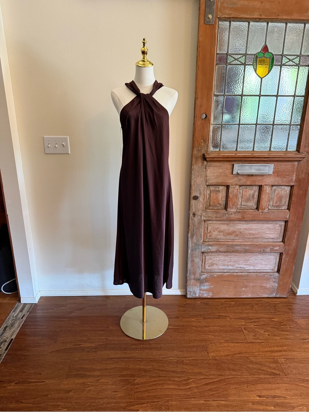 a new day Twist Halter Midi Dress in Brown